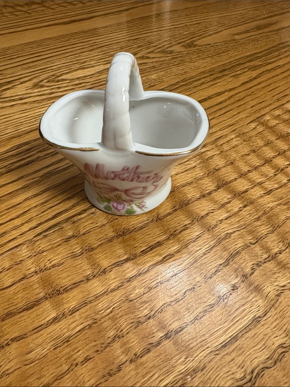 Mother Ceramic Mini Basket - White and Pink Floral